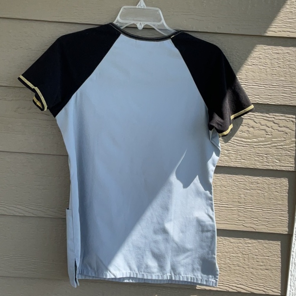 Black and Gray Dog Print Scrub top - Picture 2 of 3